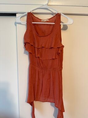 edge Rust Ruffle Tank Top